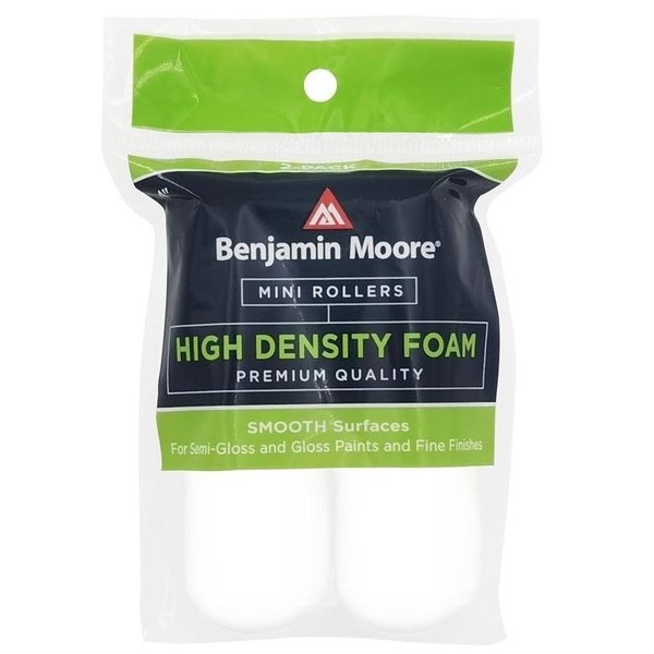 Benjamin Moore HighDensity Mini Roller Cover, 4 in L, Foam Cover, White U66400-018